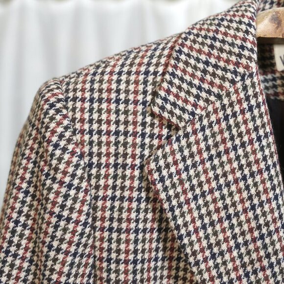 Vintage 90s White Stag Micro Houndstooth Wool Blazer - Picture 4 of 7